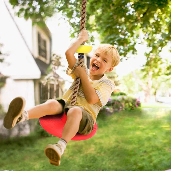 Reznor_Plastic_Platforms_Disc_Tree_Swing_Seat_And_Climbing_Knot_Rope_With_Carabiner_Hook_For_Kids_Outdoor_Playground_Set,_Multicolour
