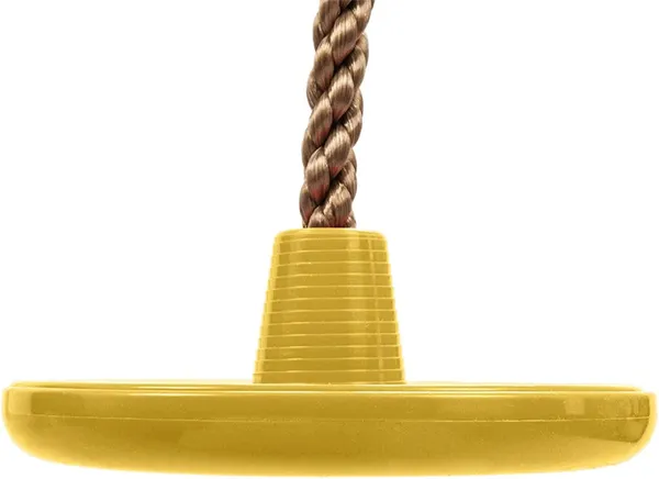 Reznor_Plastic_Platforms_Disc_Tree_Swing_Seat_And_Climbing_Knot_Rope_With_Carabiner_Hook_For_Kids_Outdoor_Playground_Set,_Yellow