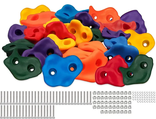 Reznor_Multisize_Large_Rock_Climbing_Holds_Play_Set_For_Kids_Adult_Wall_Climbing_Stone_For_Diy_Children_Playground_Wall_Wood_Block_Pack_Of_24
