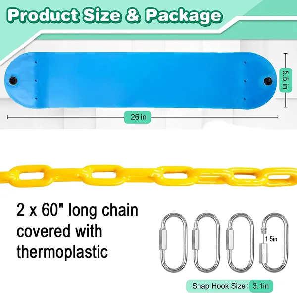 Reznor_Flexible_Swing_Seat_Set_For_Kids_Outdoor_Park_Garden_Tree_Backyard_With_60_Plastic_Coated_Chain_Weight_Support_Upto_150kg,_Blue/Yellow