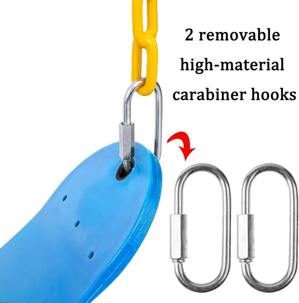 Reznor_Flexible_Swing_Seat_Set_For_Kids_Outdoor_Park_Garden_Tree_Backyard_With_60_Plastic_Coated_Chain_Weight_Support_Upto_150kg,_Blue/Yellow