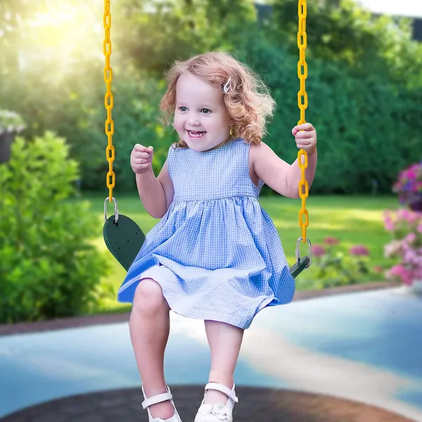 Reznor_Flexible_Swing_Seat_Set_For_Kids_Outdoor_Park_Garden_Tree_Backyard_With_2_Meter_Plastic_Coated_Chain_Green/Yellow