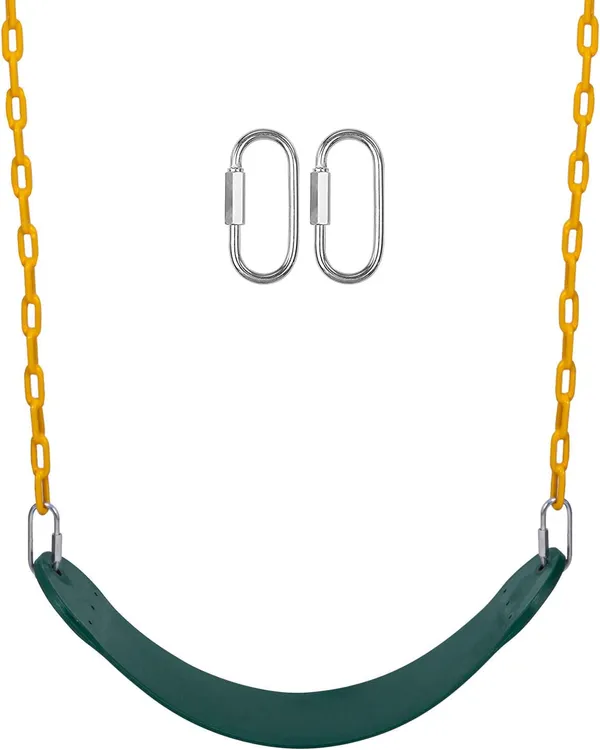 Reznor_Flexible_Swing_Seat_Set_For_Kids_Outdoor_Park_Garden_Tree_Backyard_With_60_Plastic_Coated_Chain_Weight_Support_Upto_150kg,_Green/Yellow
