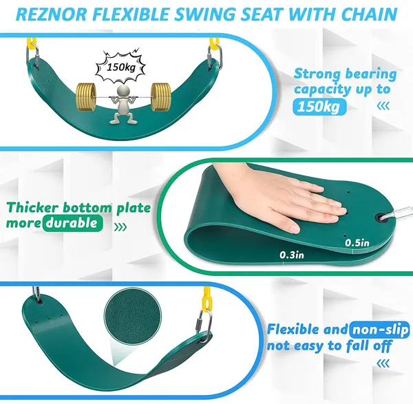 Reznor_Flexible_Swing_Seat_Set_For_Kids_Outdoor_Park_Garden_Tree_Backyard_With_60_Plastic_Coated_Chain_Weight_Support_Upto_150kg,_Green/Yellow