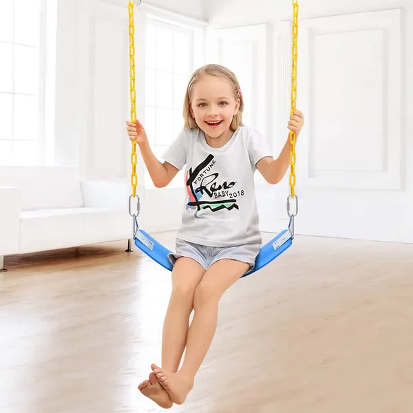 Reznor_Heavy_Duty_Flexible_Swing_Seat_With_Metal_Triangle_Ring_Anti_Rust_Chain_Set_For_Kids_Playground_Jungle_Gym_Blue_Yellow_2_Meter