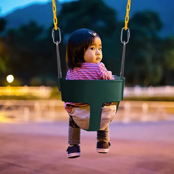 Reznor_Heavy_Duty_High_Back_Full_Bucket_Toddler_Swing_Seat_With_60_Inch_Coated_Swing_Chains_And_Carabiners_For_Easy_Install_Fully_Assembled,_Green/Yellow