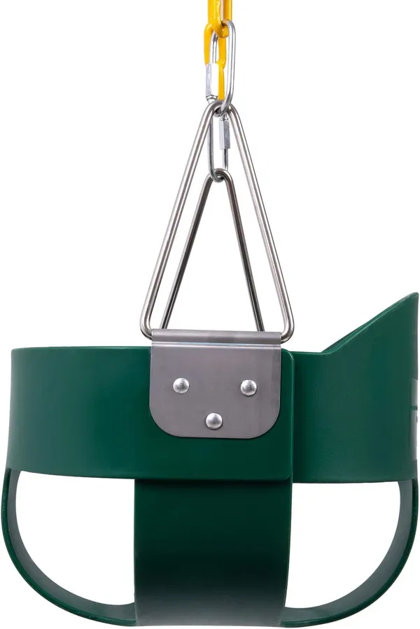 Reznor_Heavy_Duty_High_Back_Full_Bucket_Toddler_Swing_Seat_With_60_Inch_Coated_Swing_Chains_And_Carabiners_For_Easy_Install_Fully_Assembled,_Green/Yellow