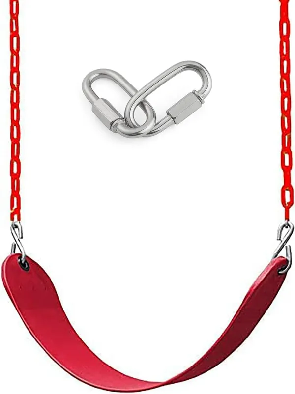Reznor_High_Back_Full_Swings_Seats_Bucket_Swing_Heavy_Duty_With_2_Meter_Chain_Playground_Swing_Set_Accessories_Replacement_4_Oval_Shape_Stainless_Steel_Screw_Link_Snap_Hooks_For_Kids_Adults_Red