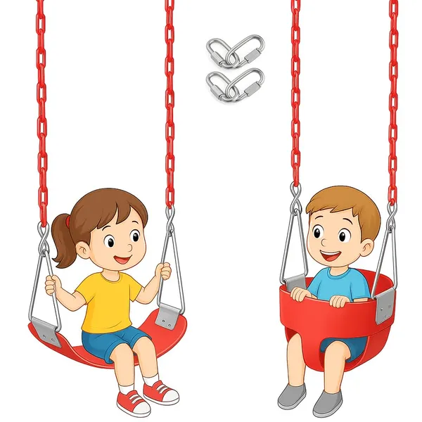 Reznor_High_Back_Full_Swings_Seats_And_Bucket_Swing_With_2_Meter_Chain_Playground_Swing_Set_Accessories_4_Oval_Shape_Stainless_Steel_Screw_Link_Snap_Hooks_For_Kids_Adults_Red