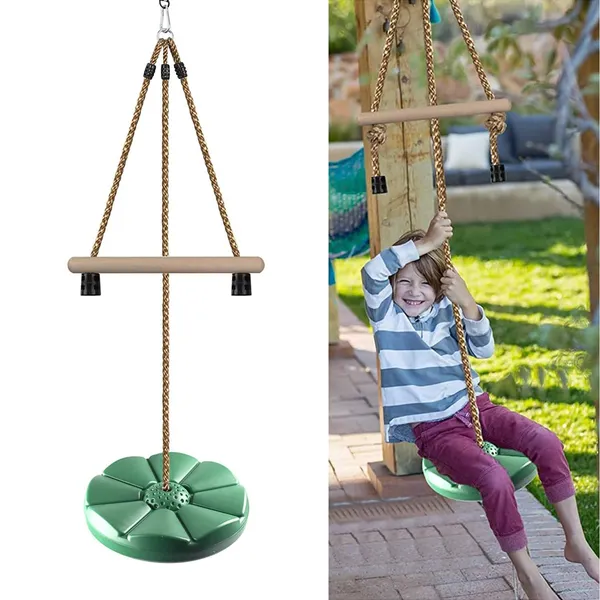 Reznor_Disc_Swing_For_Kids_Swing_Set_Accessories_7ft_Height_Adjustable_Gym_Monkey_Bars_Tree_Swing_For_Backyard_Green
