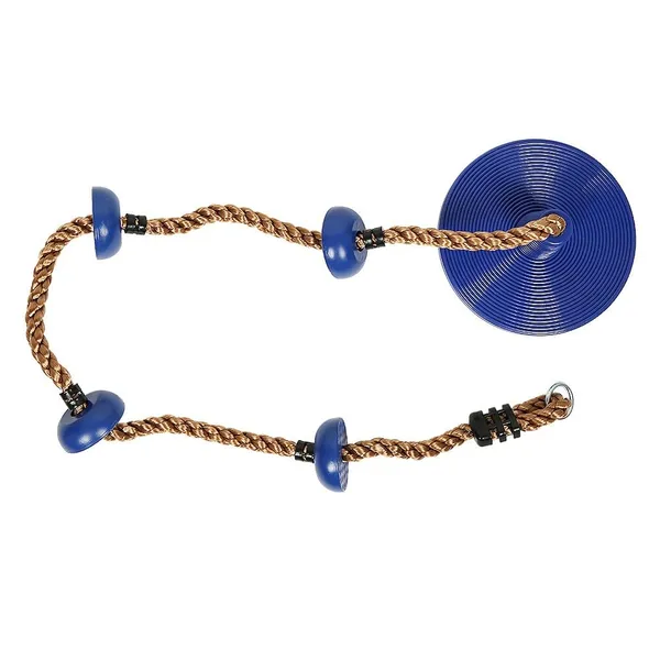Reznor_Plastic_Platforms_Disc_Tree_Swing_Seat_And_Climbing_Knot_Rope_With_Carabiner_Hook_For_Kids_Outdoor_Playground_Set,_Blue