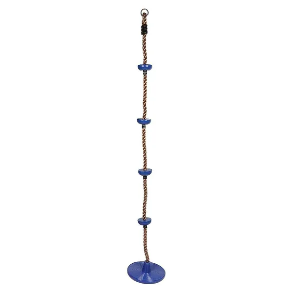 Reznor_Plastic_Platforms_Disc_Tree_Swing_Seat_And_Climbing_Knot_Rope_With_Carabiner_Hook_For_Kids_Outdoor_Playground_Set,_Blue