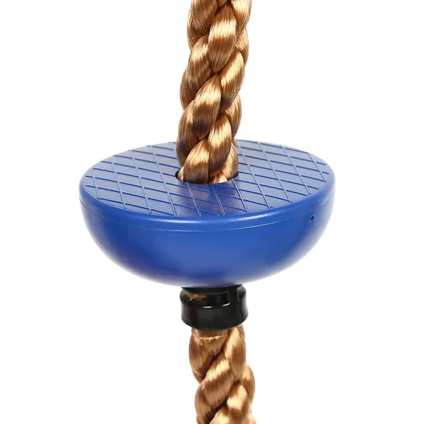 Reznor_Plastic_Platforms_Disc_Tree_Swing_Seat_And_Climbing_Knot_Rope_With_Carabiner_Hook_For_Kids_Outdoor_Playground_Set,_Blue