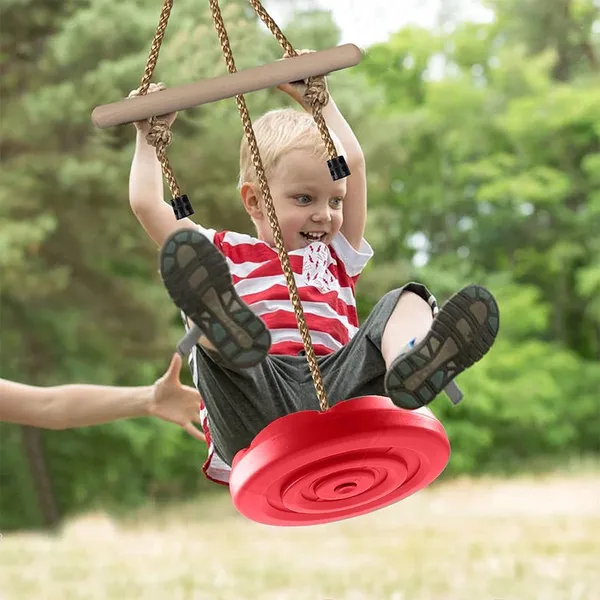 Reznor_Disc_Swing_For_Kids_Swing_Set_Accessories_7ft_Height_Adjustable_Gym_Monkey_Bars_Tree_Swing_For_Backyard_Red