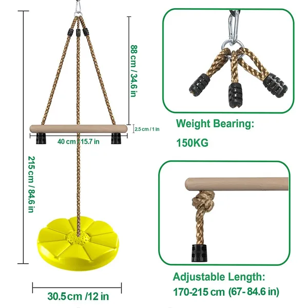 Reznor_Disc_Swing_For_Kids_Swing_Set_Accessories_7ft_Height_Adjustable_Gym_Monkey_Bars_Tree_Swing_For_Backyard_Yellow