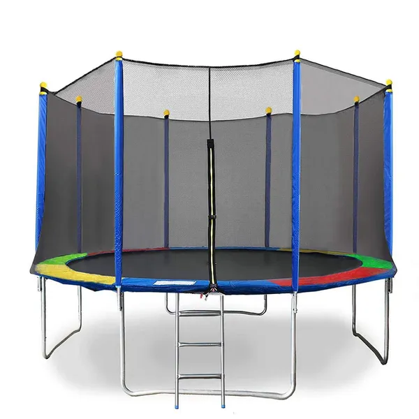 Reznor_10_Feet_Rainbow_Color_Trampoline_With_Enclosure_Safety_Net_Jumping_Pad_For_Children_Kids_Adults_Indoor_Outdoor_Backyard_Fitness_Exercise_Recreational_Trampolines