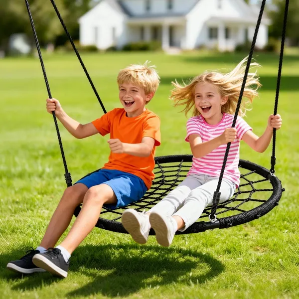 Reznor_Round_Nest_Web_Swing_Tree_Swing_Set_With_Heavy_Duty_Rope_Hanging_Swing_Seat