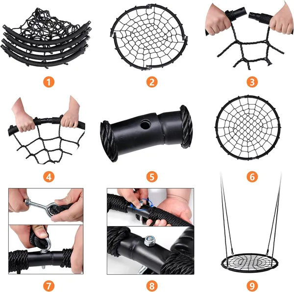 Reznor_Round_Nest_Web_Swing_Tree_Swing_Set_With_Heavy_Duty_Rope_Hanging_Swing_Seat