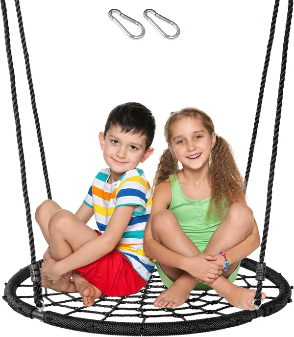 Reznor_Round_Nest_Web_Swing_Tree_Swing_Set_With_Heavy_Duty_Rope_Hanging_Swing_Seat