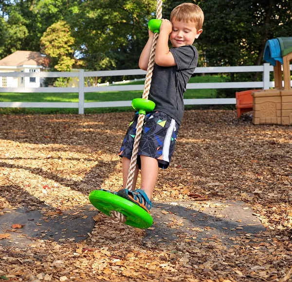 Reznor_Plastic_Platforms_Disc_Tree_Swing_Seat_And_Climbing_Knot_Rope_With_Carabiner_Hook_For_Kids_Outdoor_Playground_Set,_Parrot_Green