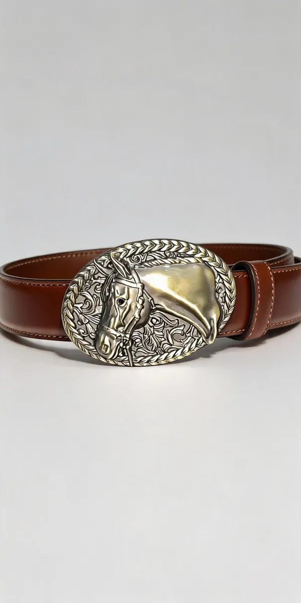 Brown_Grain_Leather_Western_Horse_Brass_Buckle_Belt_For_Unisex