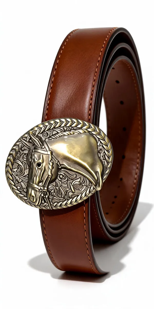 Brown_Grain_Leather_Western_Horse_Brass_Buckle_Belt_For_Unisex