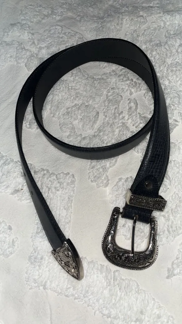 Black_Grain_Leather_Western_Silver_Buckle_Belt_For_Unisex