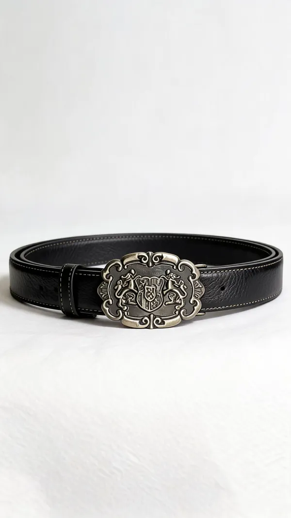 Black_Grain_Leather_Western_Crest_Buckle_Belt_For_Unisex