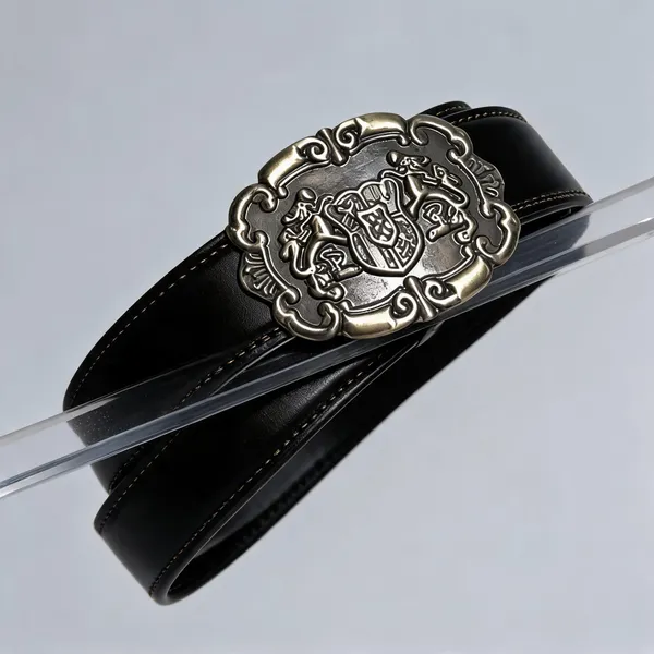 Black_Grain_Leather_Western_Crest_Buckle_Belt_For_Unisex