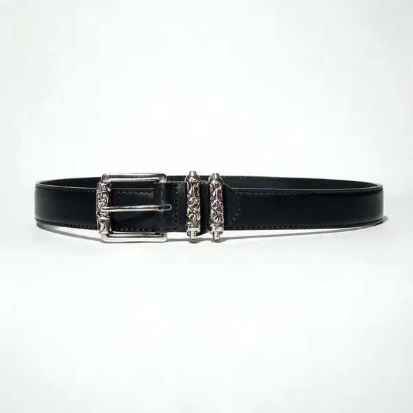 Black_Grain_Leather_Ornate_Silver_Buckle_Belt_For_Unisex