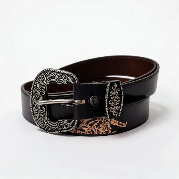 Black_Grain_Leather_Western_Horse_Rider_Embossed_Belt_For_Unisex