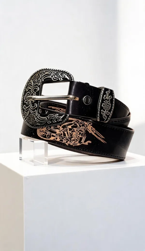 Black_Grain_Leather_Western_Horse_Rider_Embossed_Belt_For_Unisex