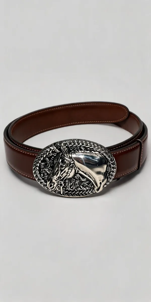 Brown_Black_Grain_Leather_Western_Animal_Buckle_Belt_For_Unisex