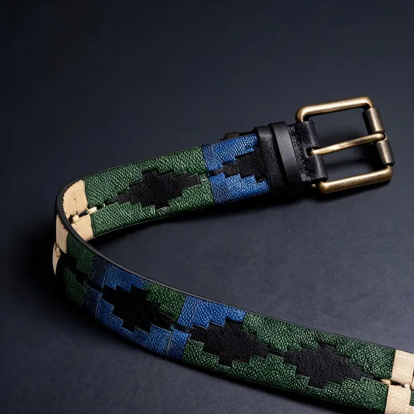 Green_And_Blue_Woven_Casual_Belt_For_Unisex