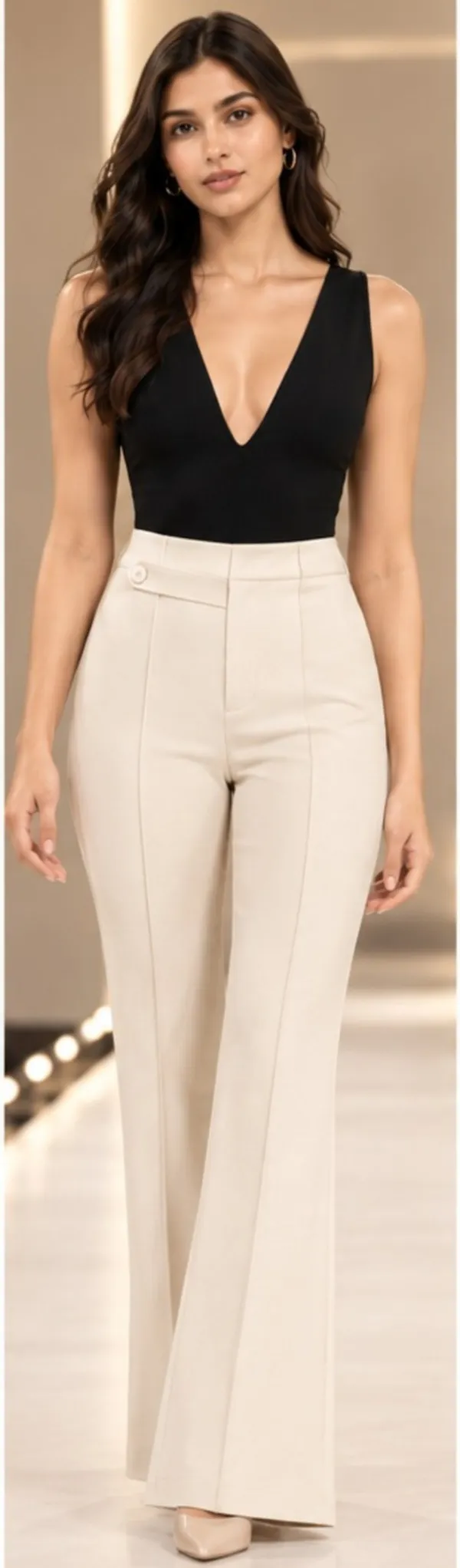Cream_Fabric_High_Waist_Flared_Trousers_for_Women
