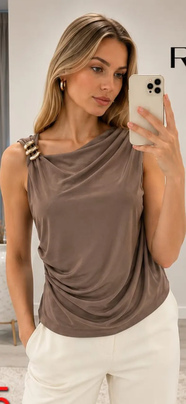 Taupe_Draped_Sleeveless_Top_for_Women
