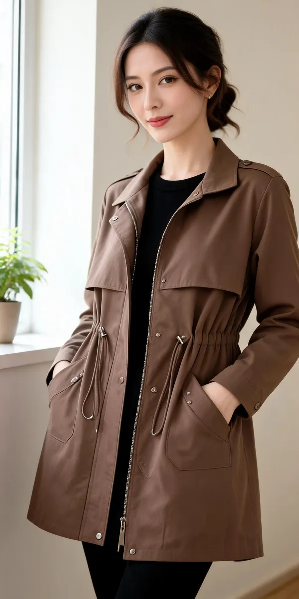 Brown_Cotton_Longline_Utility_Jacket_For_Women