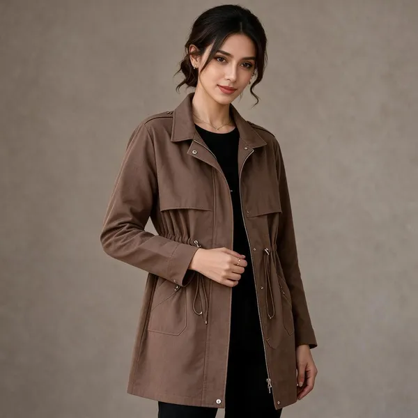Brown_Cotton_Longline_Utility_Jacket_For_Women