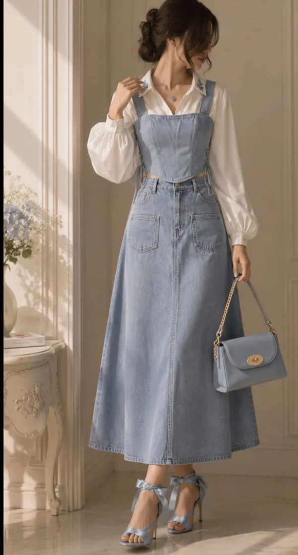 Blue_Denim_A-Line_Pinafore_3pcs_corset_for_Women