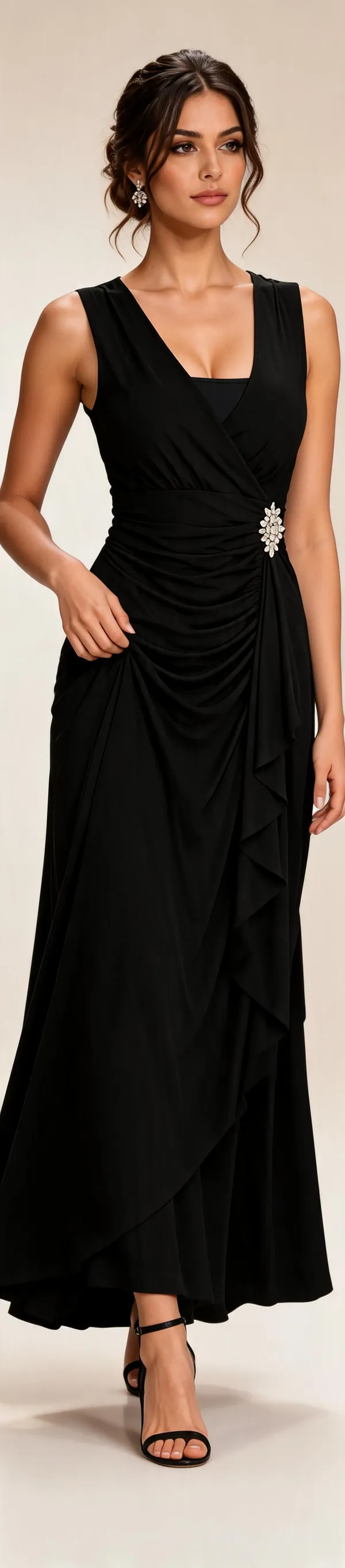 Black_Lycra_Sleeveless_Draped_Maxi_Dress_For_Women