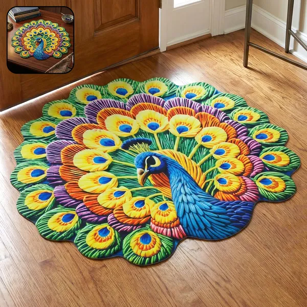 Peacock_Design_Decorative_Floor_Mat_1_Pc_58x58_Cm_Default_Title