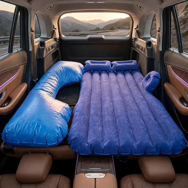 Pvc_Inflatable_Travel_Blue_Car_Air_Mattress_Set_With_Pump_&_Pillows