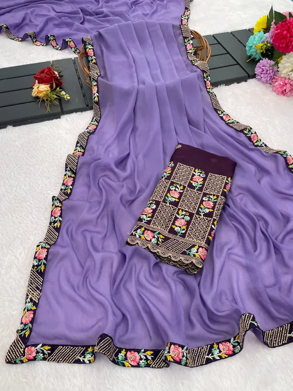 Purple_Floral_Border_Saree_For_Women