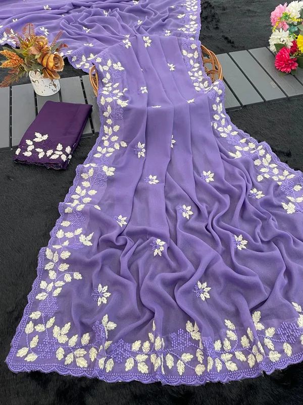 Purple_Georgette_Embroidered_Saree_For_Women