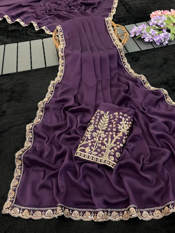 Purple_Embellished_Saree_For_Women