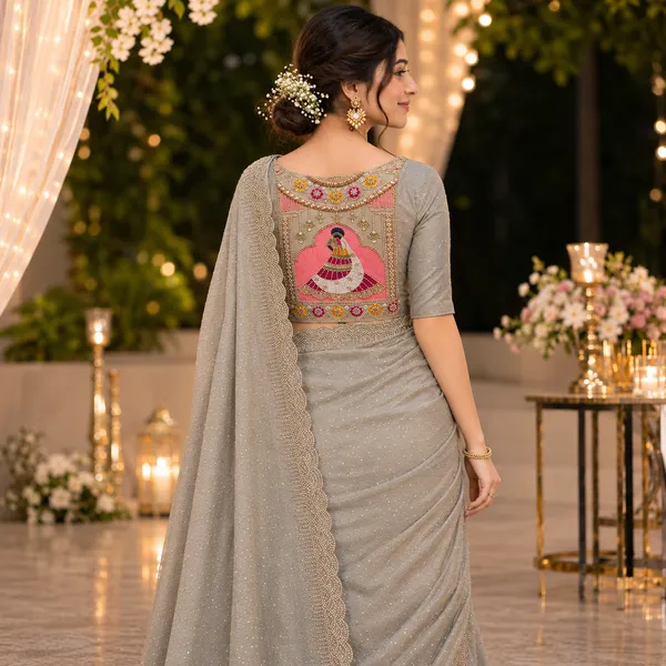 Olive_Grey_Net_Embellished_Saree_For_Women