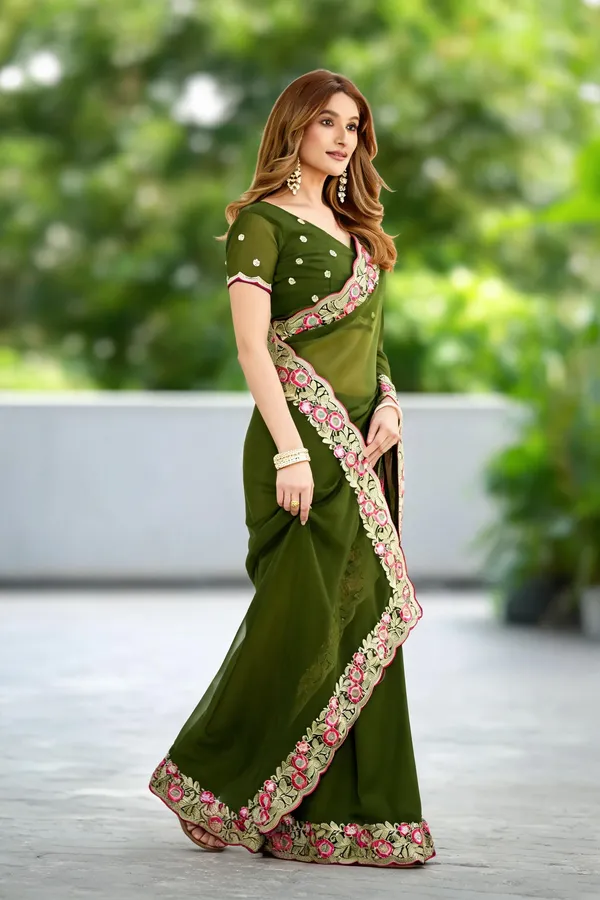 Green_Embroidered_Saree_For_Women