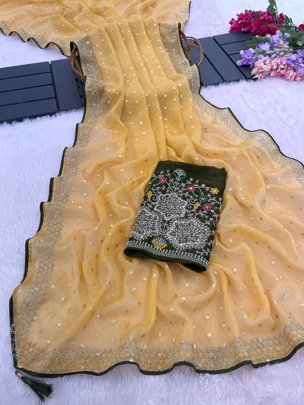 Mustard_Embellished_Saree_For_Women