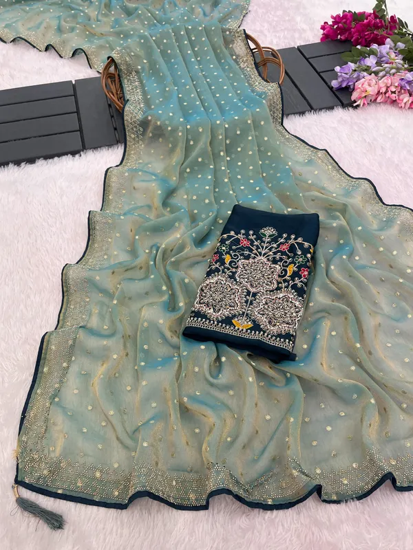 Sea_Green_Sheer_Embellished_Saree_For_Women