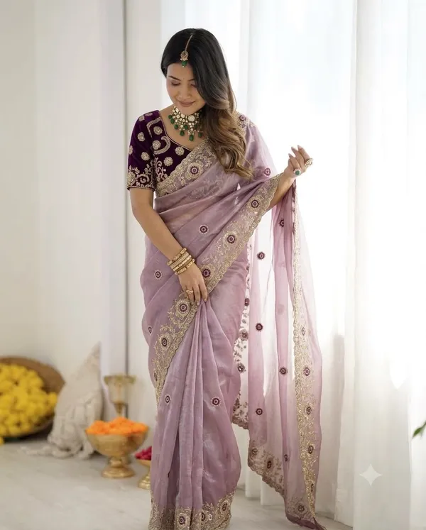 Lavender_Embroidered_Saree_For_Women